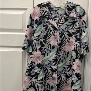 Alia Floral Blouse - Black, Pink, Green